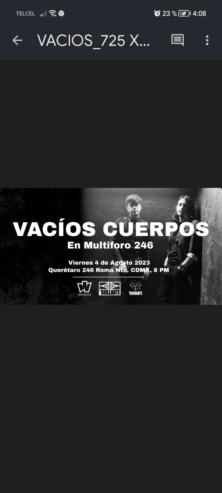 Fotografía promocional de Vacíos Cuerpos en Multiforo 246