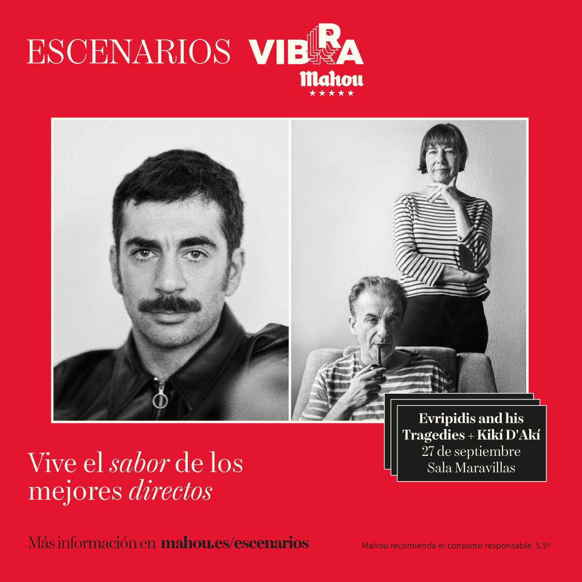 Fotografía promocional de Vibra Mahou: Evripidis and His Tragedies + Kikí D'akí en Maravillas Club