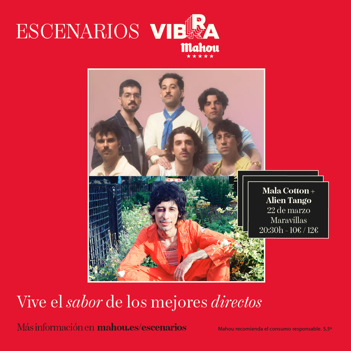 Fotografía promocional de Vibra Mahou: Mala Cotton + Alien Tango en Maravillas Club