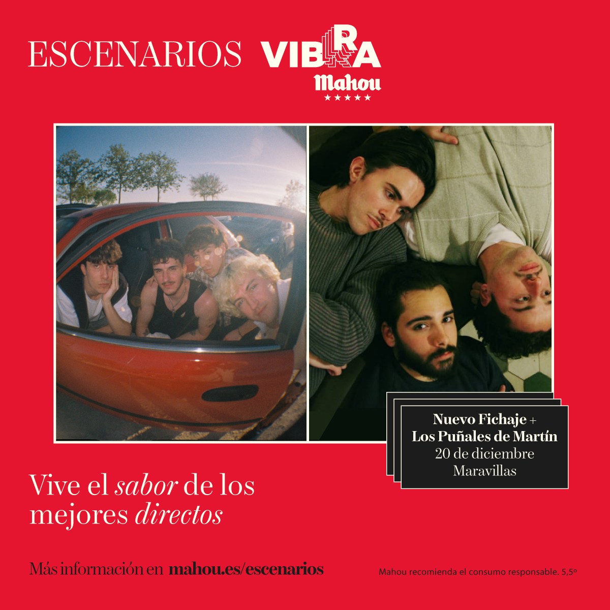 Fotografía promocional de Vibra Mahou: Nuevo Fichaje + Los Puñales de Martín en Maravillas Club