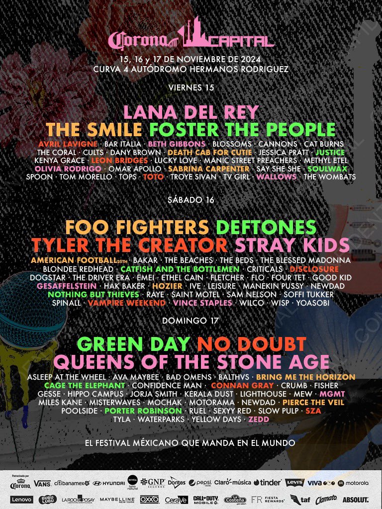 corona capital 2024 cartel filtrado